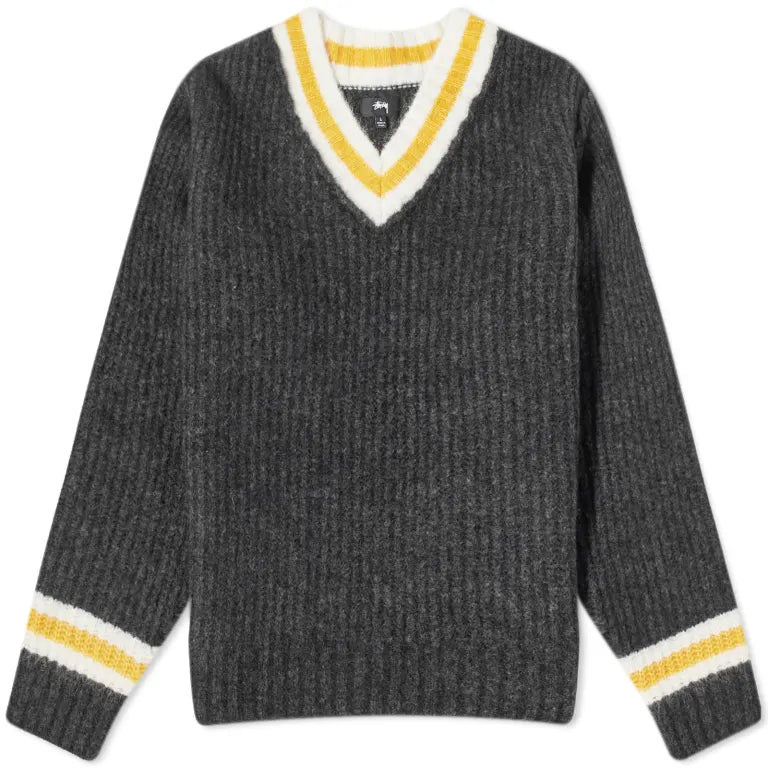 Stussy Mohair Tennis Sweater Charcoal