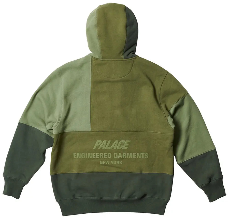 Palace x Engineered Garments Heavy Patchwork Zip Hoodie Olive (WORN)