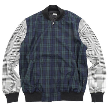 Stussy Mixed Plaid Bomber Jacket Navy