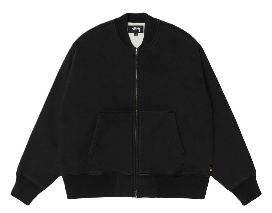 Stussy Thermal Lined Fleece Zip Varsity Jacket Black