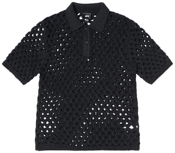 Stussy Big Mesh Polo Sweater Black