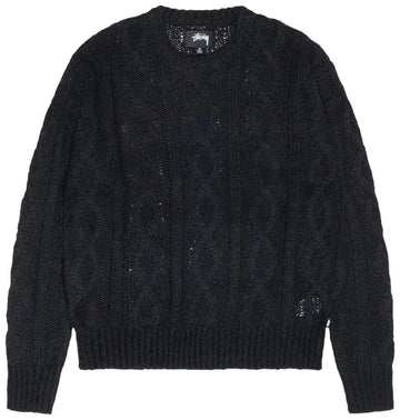 Stussy Cable Loose Knit Sweater Black