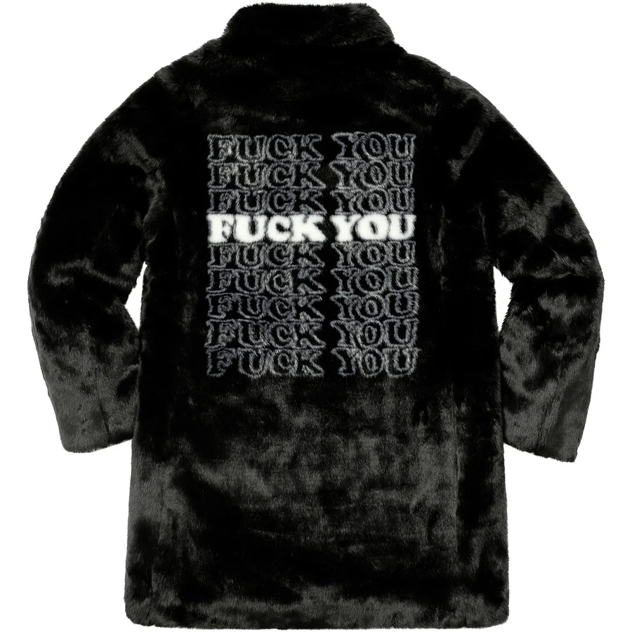 Supreme x Hysteric Glamour Fuck You Faux Fur Coat Black
