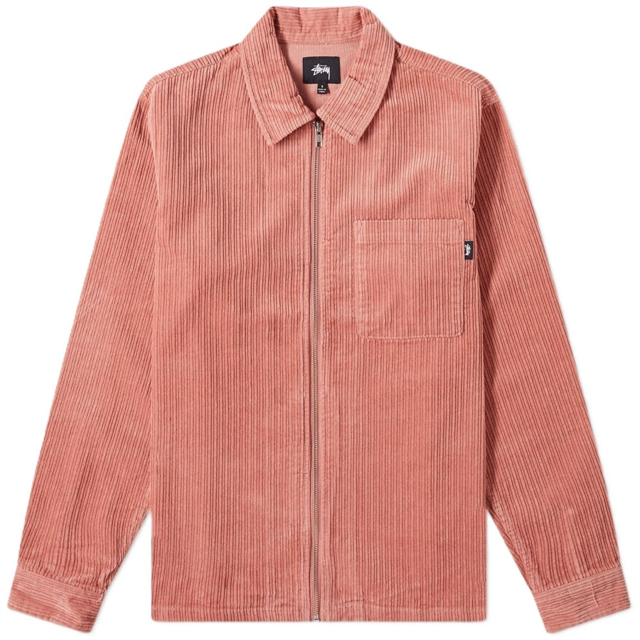 Stussy Big Wale Cord Zip Up Shirt Dusty Rose