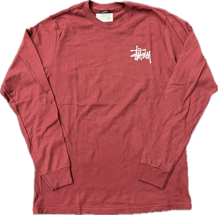 Stussy Basic Logo L/S Tee (Burgundy)