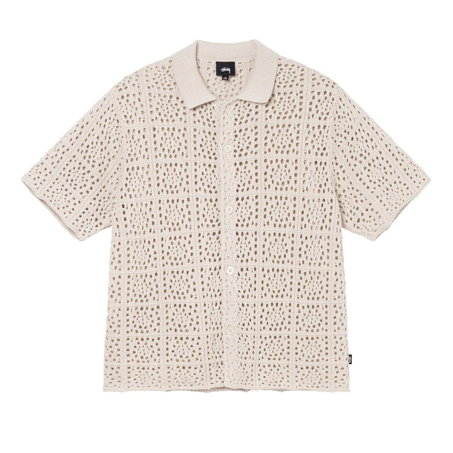 Stussy Crochet Button Up Shirt Natural (WORN)