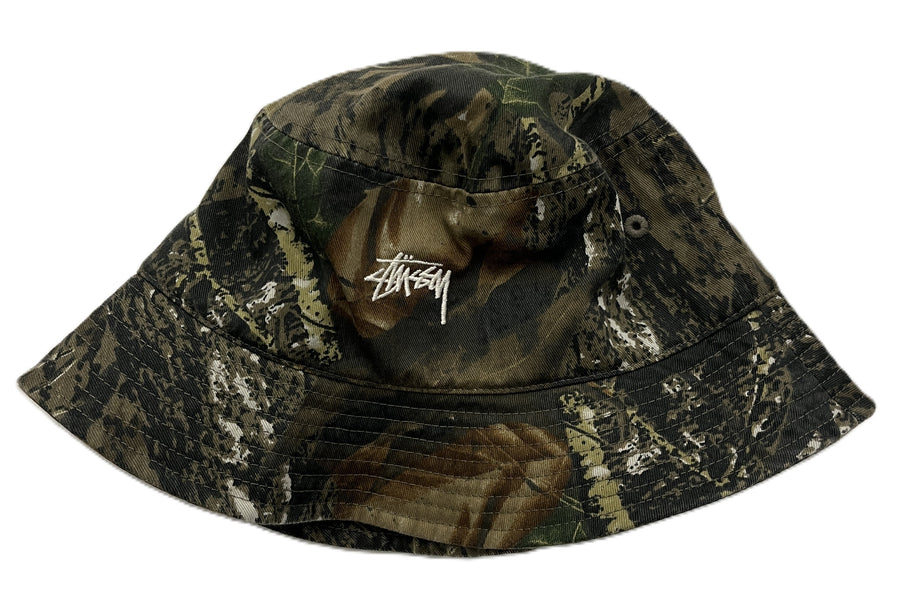 Stussy Washed Stock Bucket Hat Leaf Camo (WORN)