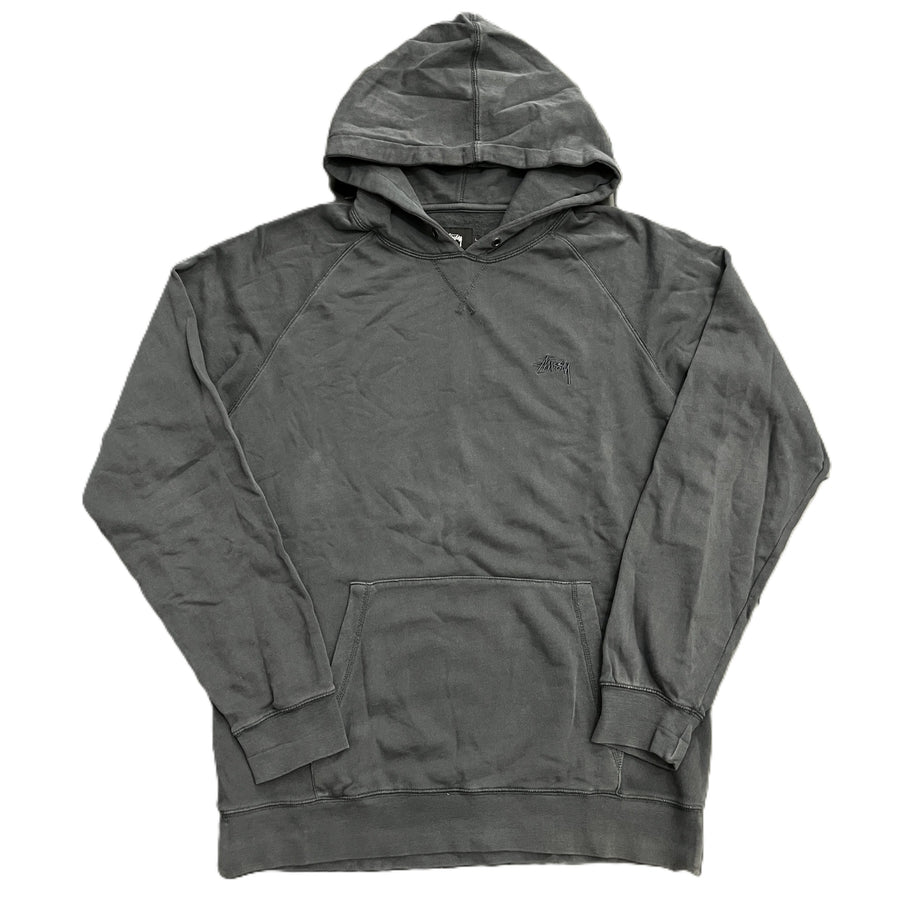 Stussy Pigment Dyed Stock Logo Hoodie Black (WORN)