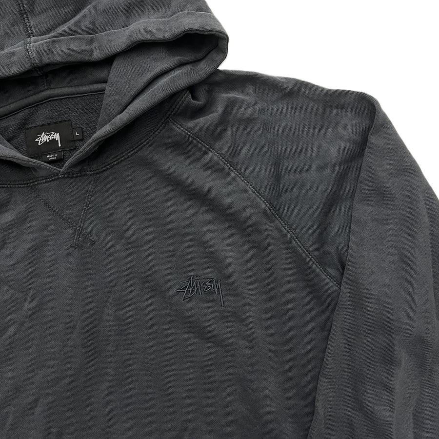 Stussy Pigment Dyed Stock Logo Hoodie Black (WORN)