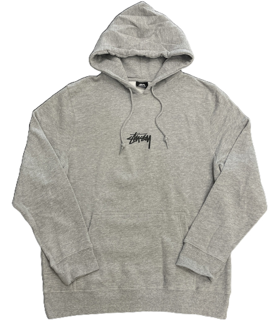 Stussy Center Stock Logo Hoodie Grey (WORN)