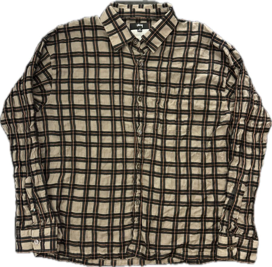 Stussy Sonoma Plaid L/S Shirt Brown (WORN)