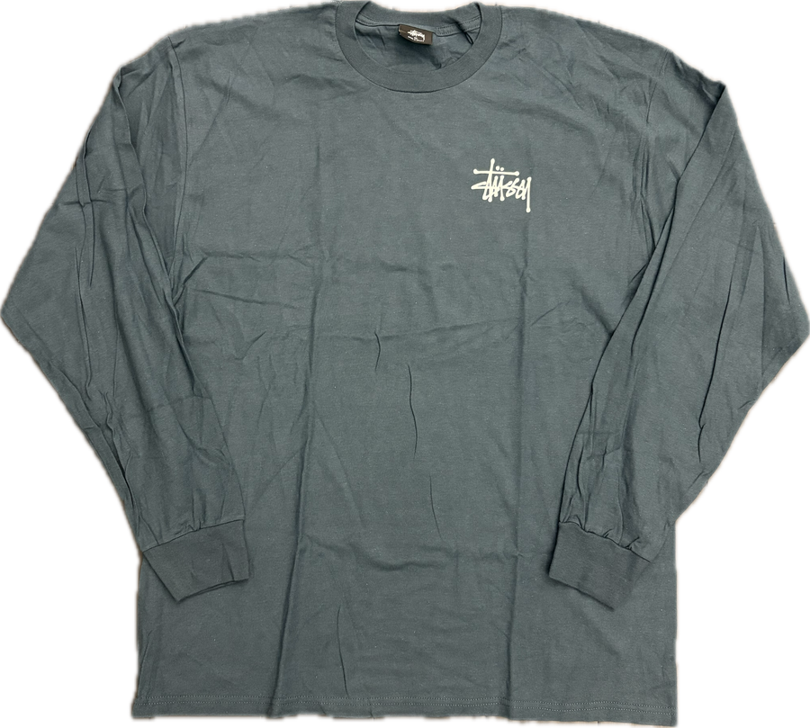 Stussy Basic Logo L/S Tee (Dark Slate)