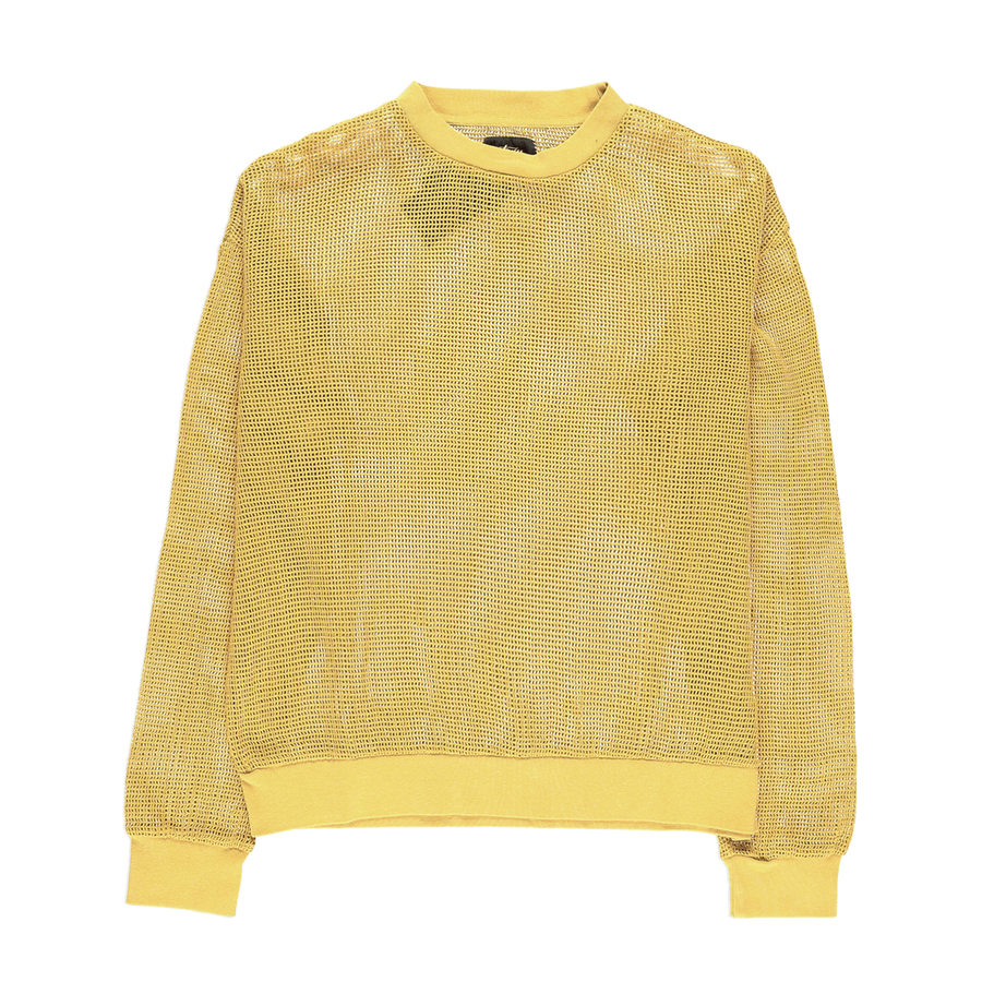 Stussy Pigment Dyed Cotton Mesh Sweater Gold (WORN)