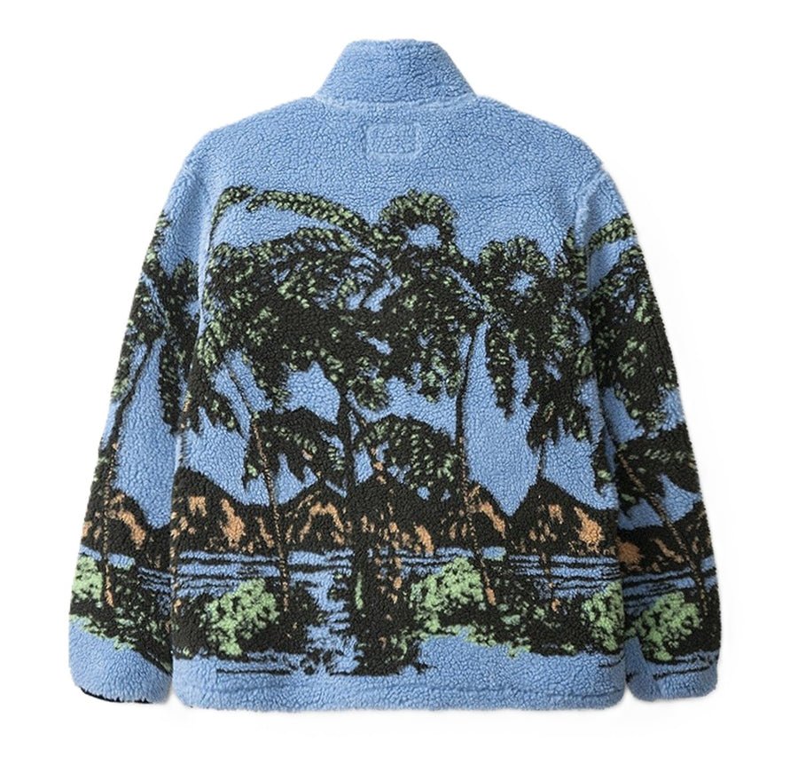 Stussy Sherpa Hawaiian Jacquard Zip Sweatshirt Blue (WORN)