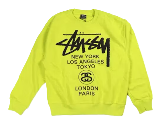 Stussy World Tour Crewneck Lime