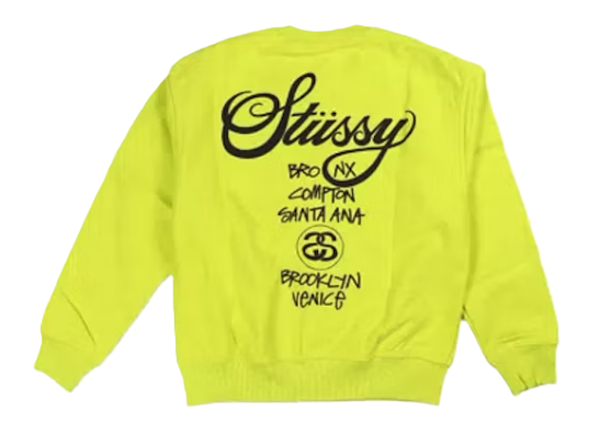 Stussy World Tour Crewneck Lime