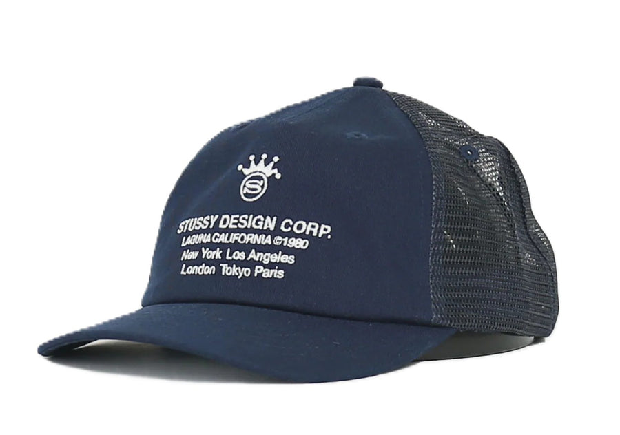 Stussy Low Profile Design Corp Trucker Cap Navy (WORN)