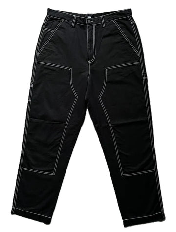 Stussy Contrast Stitch Double Knee Pant Black (WORN)