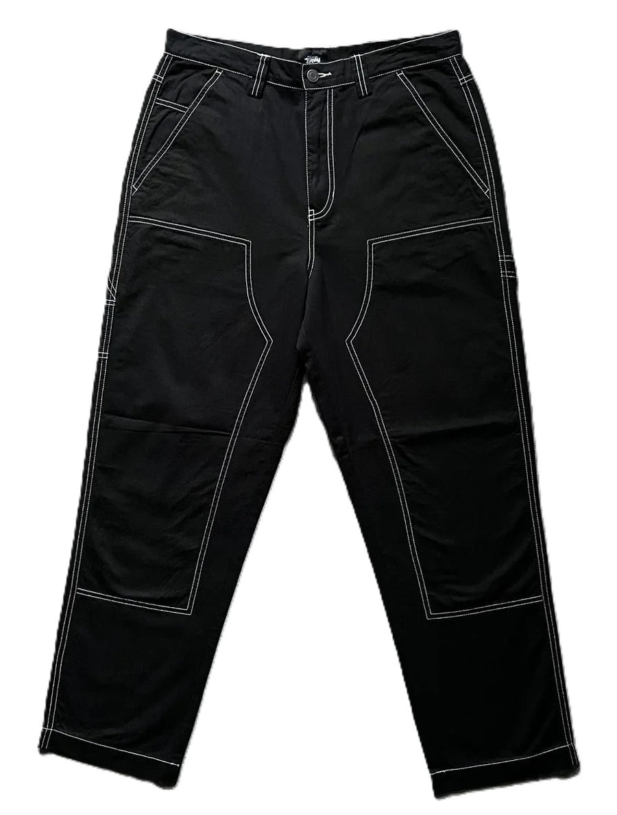 Stussy Contrast Stitch Double Knee Pant Black (WORN)
