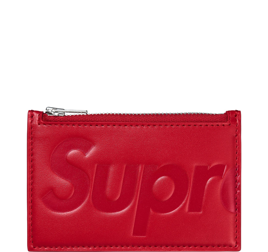 Supreme Leather Zip Card Holder Red