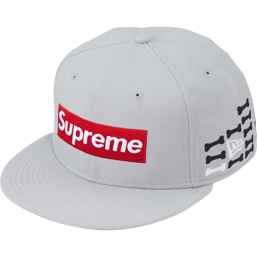 Supreme New Era Bones Box Logo Hat Grey
