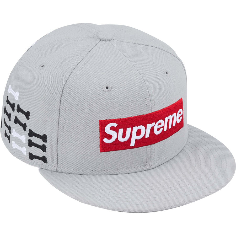 Supreme New Era Bones Box Logo Hat Grey
