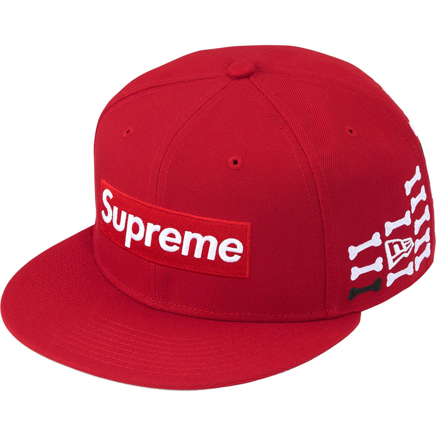 Supreme New Era Bones Box Logo Hat Red