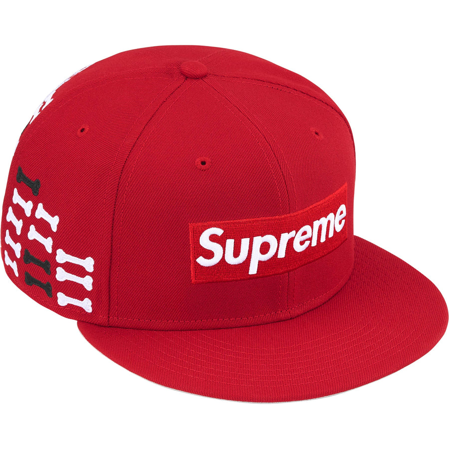 Supreme New Era Bones Box Logo Hat Red