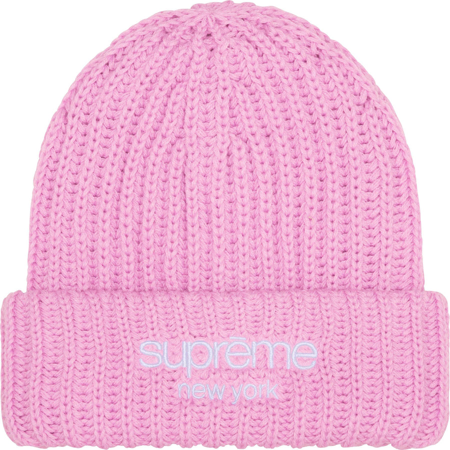 Supreme Chunky Rib Logo Beanie Pink