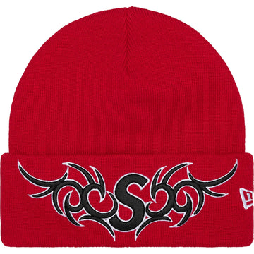 Supreme New Era Tribal S Logo Beanie Red
