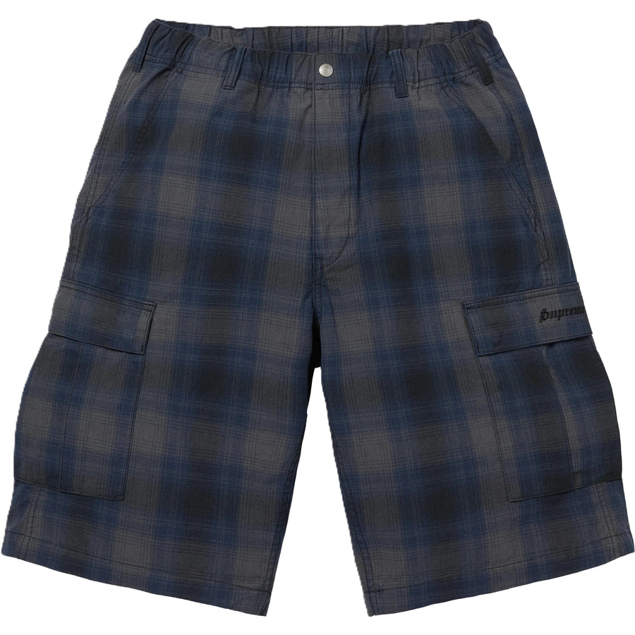 Supreme Shadow Plaid Shorts Navy (WORN)