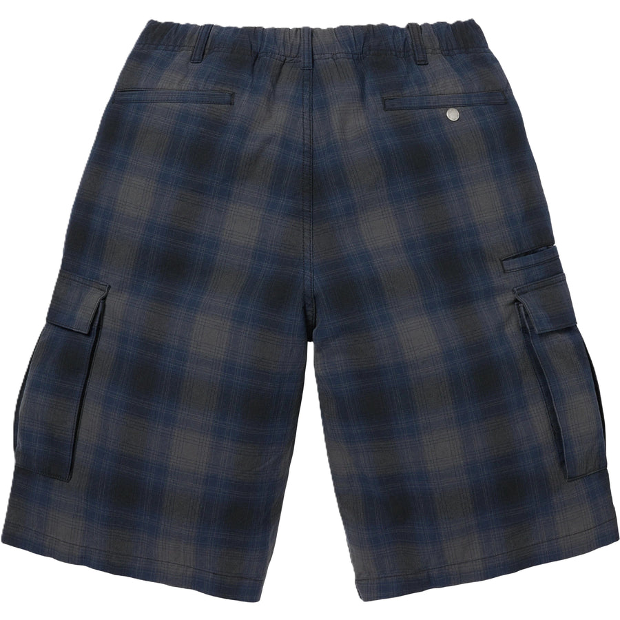 Supreme Shadow Plaid Shorts Navy (WORN)