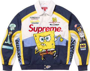 Supreme SpongeBob SquarePants Jeff Hamilton Racing Jacket White