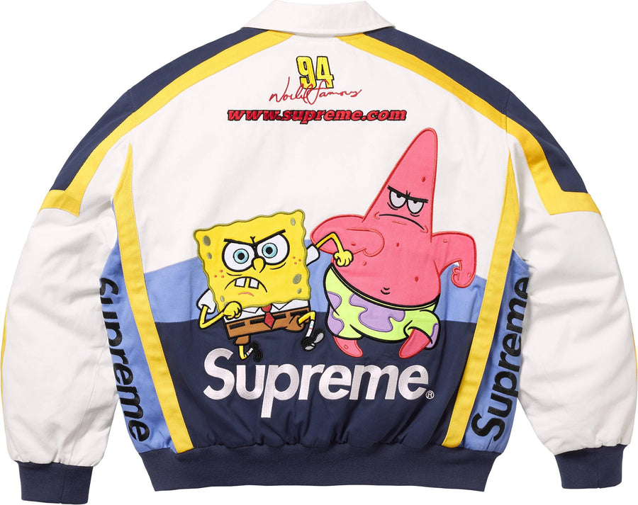 Supreme SpongeBob SquarePants Jeff Hamilton Racing Jacket White