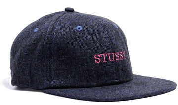 Stussy Pop Logo Tweed Strapback Cap Blue