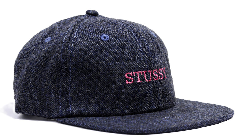 Stussy Pop Logo Tweed Strapback Cap Blue