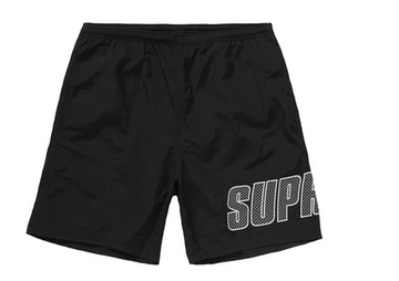 Supreme Logo Applique Water Short Black