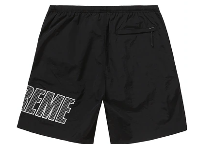 Supreme Logo Applique Water Short Black