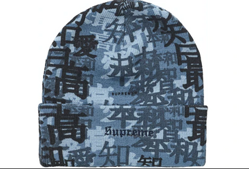 Supreme Kanji Camo Beanie Blue