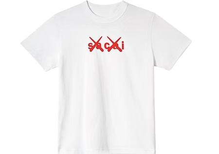 KAWS x Sacai Flock Print T-shirt White/Red