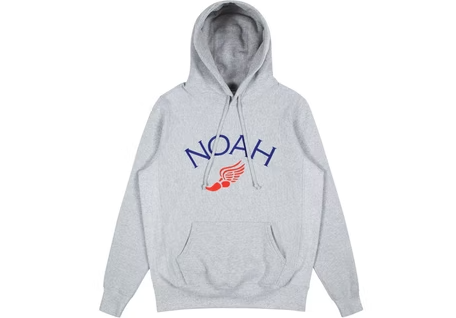 Noah Winged Foot Embroidered Hoodie Heather Grey
