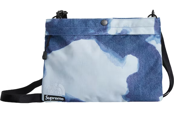 Supreme The North Face Bleached Denim Print Shoulder Bag Indigo