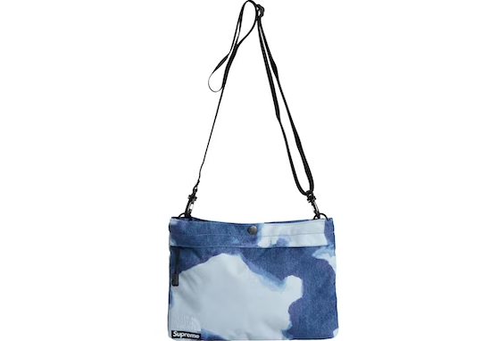 Supreme The North Face Bleached Denim Print Shoulder Bag Indigo