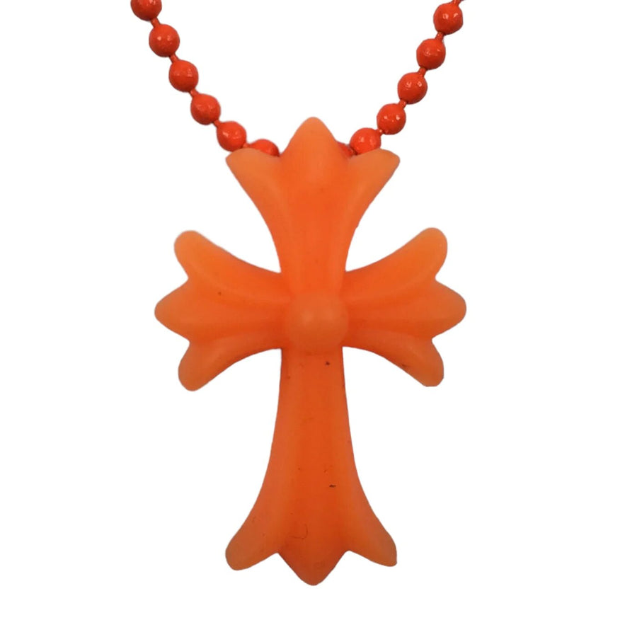 CHROME HEARTS 20TH ANNIVERSARY ORANGE SILICONE CROSS NECKLACE
